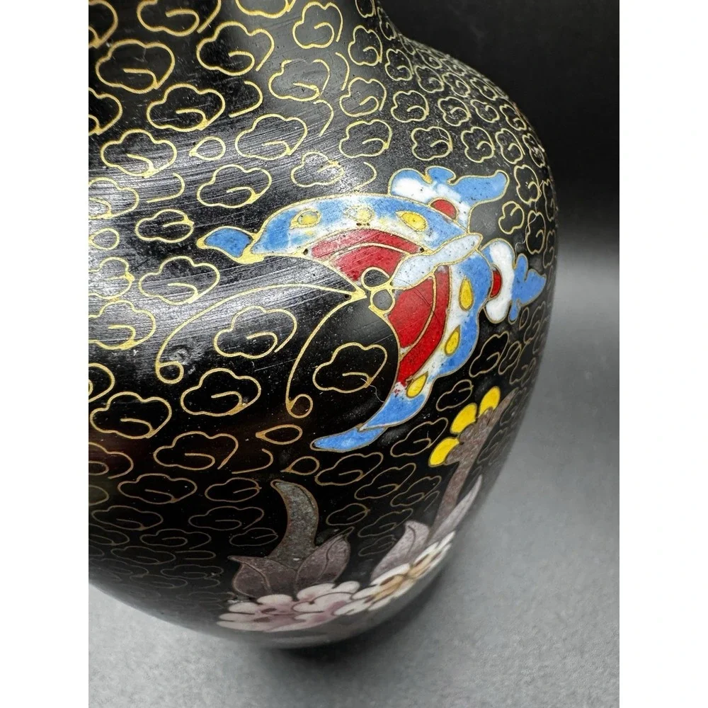 Vintage Brass And Cloisonne Vase China - 8